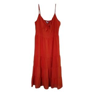 Nanette Lepore Tie Front Midi Dress Saffron Sunset (Red) Size 14